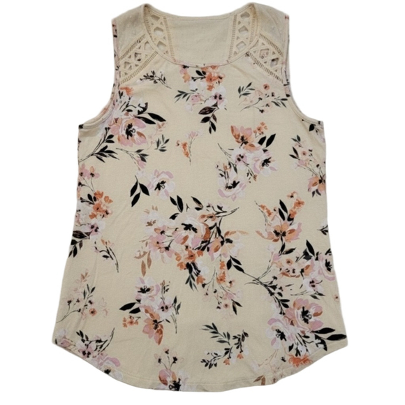 Daniel Rainn Tops - Daniel Rainn Petite XS Lace Tank Top | Sleeveless Floral Sheer Detail Blouse